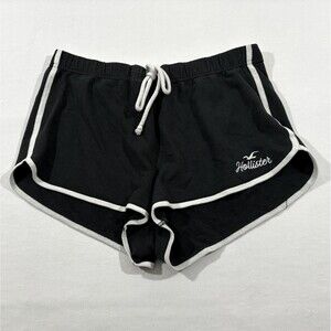 Hollister Black Y2K Micro Mini Sweat Booty Shorts Low Rise Yoga Run Casual Sz M